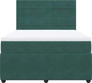 vidaXL Łóżko kontynentalne z materacem, zielone, aksamit, 140x190 cm 3