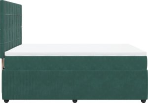 vidaXL Łóżko kontynentalne z materacem, zielone, aksamit, 140x190 cm 4