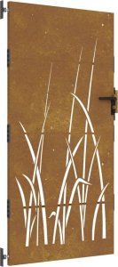 vidaXL vidaXL Furtka ogrodowa, 85x200 cm, stal kortenowska, motyw trawy 2