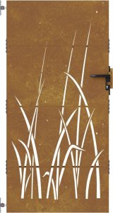 vidaXL vidaXL Furtka ogrodowa, 85x200 cm, stal kortenowska, motyw trawy 4