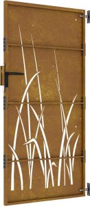 vidaXL vidaXL Furtka ogrodowa, 85x200 cm, stal kortenowska, motyw trawy 6