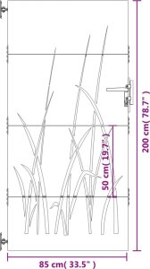 vidaXL vidaXL Furtka ogrodowa, 85x200 cm, stal kortenowska, motyw trawy 10