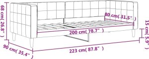 vidaXL vidaXL Sofa z funkcją spania, czarna, 80x200 cm, obita aksamitem 8