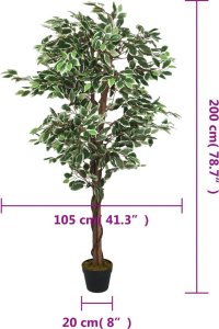 vidaXL Sztuczny fikus, 1260 liści, 200 cm, zielony 5