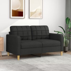 vidaXL vidaXL Sofa 2-osobowa, czarna, 140 cm, tapicerowana tkaniną 1