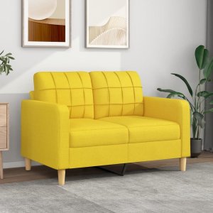 vidaXL vidaXL Sofa 2-osobowa, jasnożółta, 120 cm, tapicerowana tkaniną 1