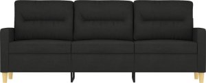 vidaXL Sofa 3-osobowa, czarna, 180 cm, tapicerowana tkaniną 3