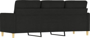 vidaXL Sofa 3-osobowa, czarna, 180 cm, tapicerowana tkaniną 5