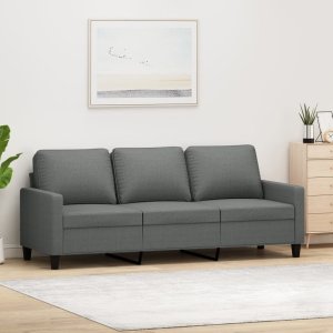 vidaXL vidaXL Sofa 3-osobowa, ciemnoszara, 180 cm, tapicerowana tkaniną 1