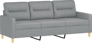 vidaXL Sofa 3-osobowa, jasnoszara, 180 cm, tapicerowana tkaniną 2