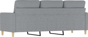 vidaXL Sofa 3-osobowa, jasnoszara, 180 cm, tapicerowana tkaniną 5