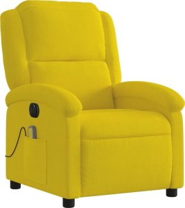 vidaXL vidaXL Rozkładany fotel masujący, elektryczny, żółty, aksamit 4