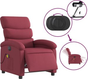 vidaXL vidaXL Rozkładany fotel masujący, elektryczny, winna czerwień, tkanina 6