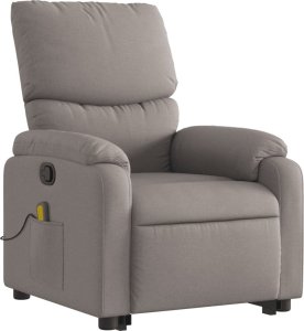 vidaXL vidaXL Podnoszony fotel masujący, rozkładany, kolor taupe, tkanina 4