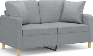 vidaXL vidaXL 2-osobowa sofa z poduszkami, jasnoszara, 120 cm, tkanina 2
