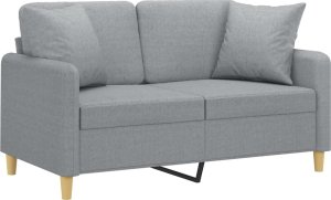 vidaXL vidaXL 2-osobowa sofa z poduszkami, jasnoszara, 120 cm, tkanina 3