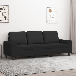 vidaXL vidaXL Sofa 3-osobowa, czarna, 180 cm, tapicerowana tkaniną 1