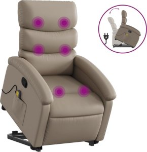 vidaXL Podnoszony fotel masujący, rozkładany, cappuccino 2