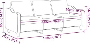 vidaXL Sofa 3-osobowa, brązowa, 180 cm, tapicerowana tkaniną 8