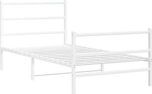 vidaXL vidaXL Metalowa rama łóżka z wezgłowiem i zanóżkiem,biała, 100x200 cm 3