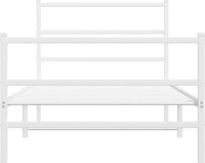 vidaXL vidaXL Metalowa rama łóżka z wezgłowiem i zanóżkiem,biała, 100x200 cm 5