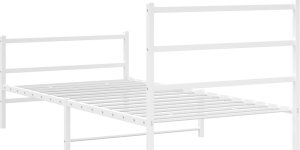 vidaXL vidaXL Metalowa rama łóżka z wezgłowiem i zanóżkiem,biała, 100x200 cm 7