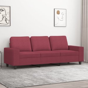 vidaXL Sofa 3-osobowa, winna czerwień, 180 cm,tapicerowana tkaniną 1