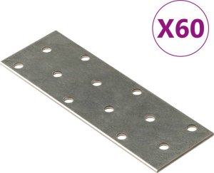 vidaXL Płytki perforowane, 60 szt., 2 mm, 120x40 mm, stal ocynkowana 1