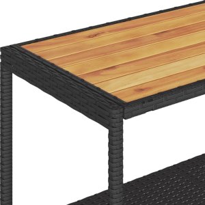 vidaXL Wózek barowy, 3-poziomowy, czarny, polirattan i drewno akacjowe 9