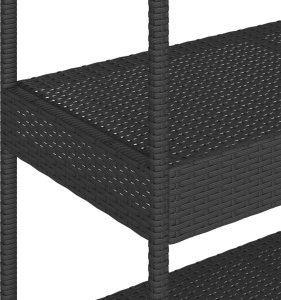 vidaXL Wózek barowy, 3-poziomowy, czarny, polirattan i drewno akacjowe 10