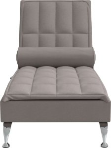 vidaXL Szezlong masujący z wałkiem, taupe, tapicerowany tkaniną 4