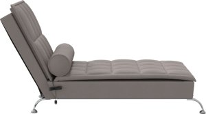 vidaXL Szezlong masujący z wałkiem, taupe, tapicerowany tkaniną 5