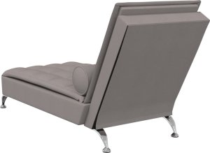 vidaXL Szezlong masujący z wałkiem, taupe, tapicerowany tkaniną 6