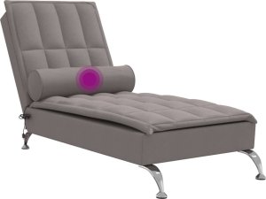 vidaXL Szezlong masujący z wałkiem, taupe, tapicerowany tkaniną 7