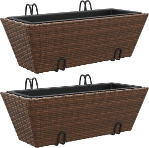 vidaXL vidaXL Donice z haczykami, 2 szt., brązowe, polirattan 2