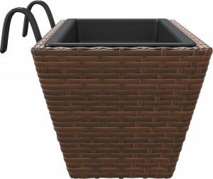 vidaXL vidaXL Donice z haczykami, 2 szt., brązowe, polirattan 6