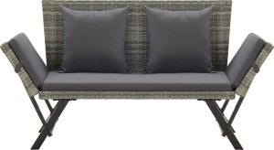 vidaXL vidaXL Ławka ogrodowa z poduszkami, szara, 176 cm, polirattan 2