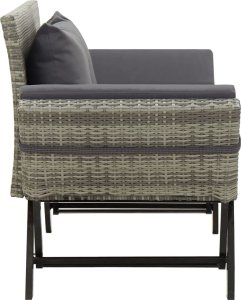 vidaXL vidaXL Ławka ogrodowa z poduszkami, szara, 176 cm, polirattan 3