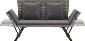 vidaXL vidaXL Ławka ogrodowa z poduszkami, szara, 176 cm, polirattan 5