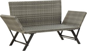 vidaXL vidaXL Ławka ogrodowa z poduszkami, szara, 176 cm, polirattan 6