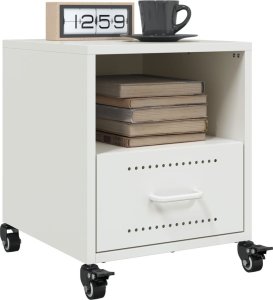 vidaXL vidaXL Szafka nocna, biała, 36x39x43,5 cm, stal 5