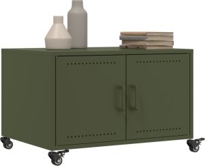 vidaXL vidaXL Stolik kawowy, oliwkowy, 68x50x43,5 cm, stal walcowana na zimno 5