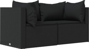 vidaXL vidaXL Narożne moduły sofy z poduszkami, 2 szt., czarne, polirattan 2