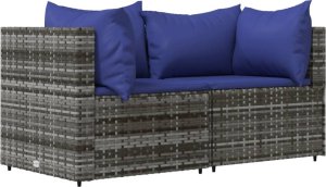 vidaXL vidaXL Narożne moduły sofy z poduszkami, 2 szt., szare, polirattan 2