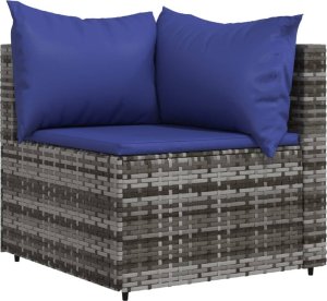 vidaXL vidaXL Narożne moduły sofy z poduszkami, 2 szt., szare, polirattan 3
