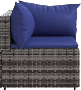 vidaXL vidaXL Narożne moduły sofy z poduszkami, 2 szt., szare, polirattan 5