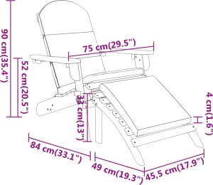 vidaXL vidaXL Krzesło ogrodowe Adirondack z podnóżkiem, lite drewno akacjowe 8