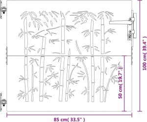 vidaXL vidaXL Furtka ogrodowa, 85x100 cm, stal kortenowska, motyw bambusa 10
