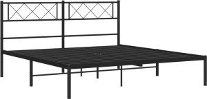 vidaXL vidaXL Metalowa rama łóżka z wezgłowiem, czarna, 150x200 cm 5