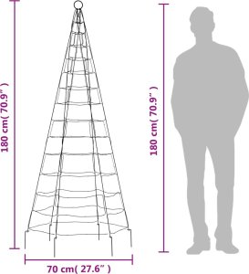 vidaXL vidaXL Choinka z lampek, na maszt, 200 ciepłych białych LED, 180 cm 10